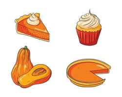 Thanksgiving eten set vector