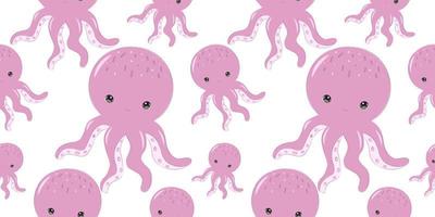 schattig roze octopus naadloos patroon vector