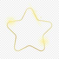 goud gloeiend afgeronde ster vorm kader geïsoleerd Aan achtergrond. glimmend kader met gloeiend Effecten. vector illustratie.