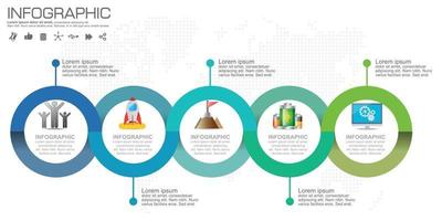 5 delen infographic ontwerpstappen of processen. vector