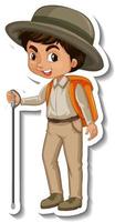 jongen in safari outfit stripfiguur sticker vector