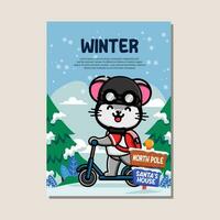 poster sjabloon voor winter met schattig muis vector