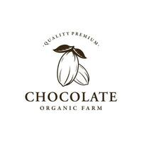 biologisch chocola of cacao fruit logo sjabloon ontwerp geïsoleerd achtergrond. vector