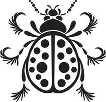 strak en elegant zwart lieveheersbeestje embleem abstract lieveheersbeestje genade in monochroom vector