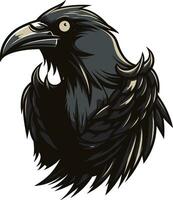 minimalistisch vogel embleem zwart raaf monogram van eer vector