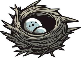 zwart vogel nest icoon een modern veilige haven mystiek antenne woning vogel nest logo vector