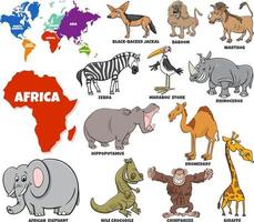 educatieve illustratie van cartoon Afrikaanse dieren set vector