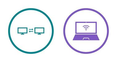 sharing systeem en verbonden laptop icoon vector