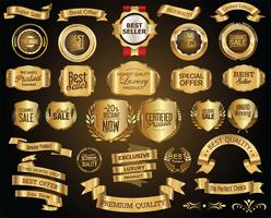 Luxe premium gouden insignes en labels vector