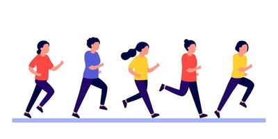 groep mensen vrouwen doen sporten actief, haasten en haasten. vrouwen rennen vector