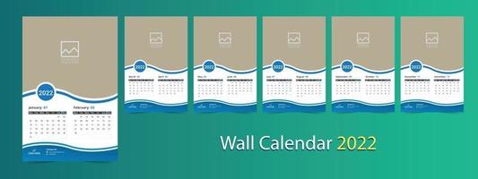 wandkalender 2022, 12 maanden kalendersjabloon vector