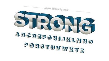 chroom en blauwe 3D-typografie vector