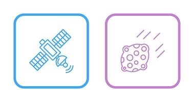 satelliet en asteroïde icoon vector