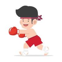 leuke cartoon muay thai bokser vector