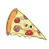 getekende doodle stijl pizza vector