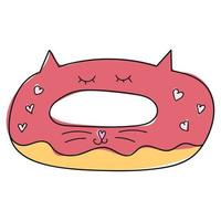 snoep, roze zoete donut in doodle-stijl vector