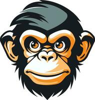 aap majesteit in monochroom chimpansee symbool dieren in het wild reflecties zwart chimpansee embleem vector