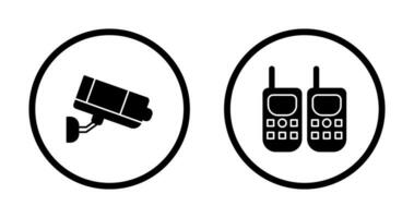 cctv camera en walkie talkie icoon vector