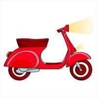 voertuig. rode scooter voor bezorging of stadsreizen. cartoon-stijl. vector