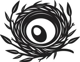 de kunst van eenvoud noir vogel nest embleem esthetisch woning zwart vector vogel nest logo