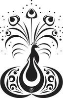 mysterieus gevederte vector Pauw logo saffier pracht zwart Pauw insigne