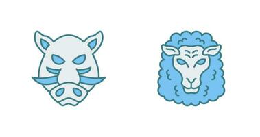 schapen en zwijn icoon vector