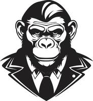 majestueus natuur in monochroom chimpansee embleem chimpansee silhouet in zwart een symbool van macht vector