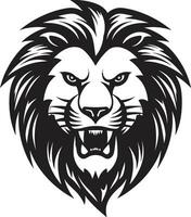 majestueus manen zwart leeuw embleem ontwerp een majestueus meesterwerk brullen dominantie zwart leeuw icoon de Mark van een heerser vector