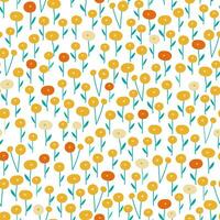 een patroon met geel en oranje bloemen Aan een wit achtergrond vector