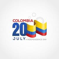 Colombia onafhankelijkheidsdag met vlaggenstaat symbool vector