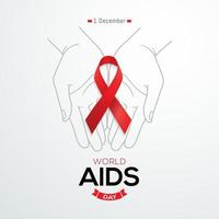 wereld aids dag banner rood bewustzijn lint vectorafbeelding vector