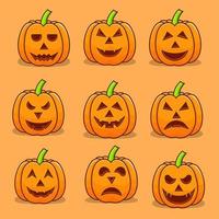 pompoen halloween set illustratie vector met cartoon pompoenen bundel