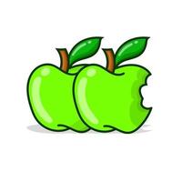 groene appel met gesneden een andere appel. groene appel vectorillustratie vector