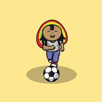 leuke rastajongen die voetbal speelt vector