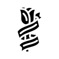 roos kunst tatoeëren wijnoogst glyph icoon vector illustratie