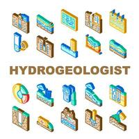 hydrogeoloog industrieel pictogrammen reeks vector