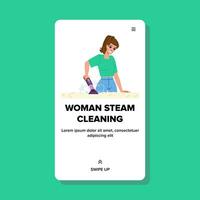 web vrouw stoom- schoonmaak vector