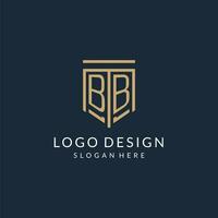 eerste bb schild logo monoline stijl, modern en luxe monogram logo ontwerp vector