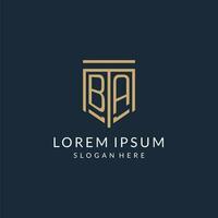 eerste ba schild logo monoline stijl, modern en luxe monogram logo ontwerp vector