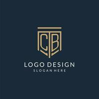 eerste cb schild logo monoline stijl, modern en luxe monogram logo ontwerp vector