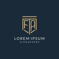 eerste fa schild logo monoline stijl, modern en luxe monogram logo ontwerp vector