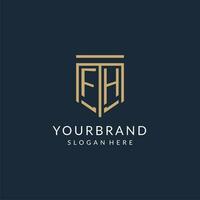 eerste fh schild logo monoline stijl, modern en luxe monogram logo ontwerp vector