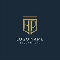 eerste hp schild logo monoline stijl, modern en luxe monogram logo ontwerp vector