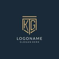 eerste kg schild logo monoline stijl, modern en luxe monogram logo ontwerp vector