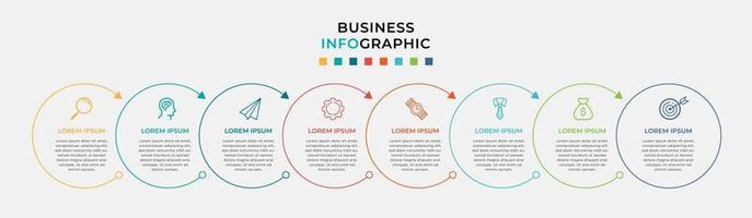 infographic zakelijke ontwerpsjabloon met pictogrammen en 8 opties of stappen vector