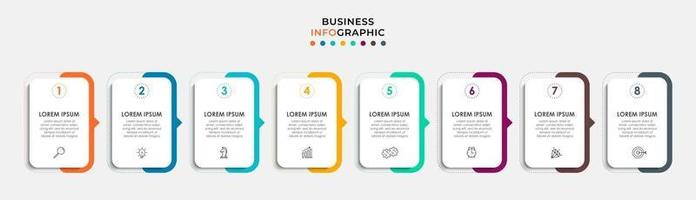 infographic zakelijke ontwerpsjabloon met pictogrammen en 8 opties of stappen vector