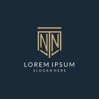 eerste nn schild logo monoline stijl, modern en luxe monogram logo ontwerp vector