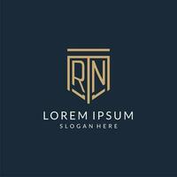 eerste rn schild logo monoline stijl, modern en luxe monogram logo ontwerp vector