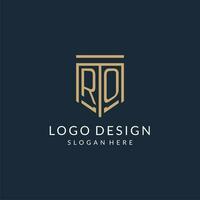 eerste ro schild logo monoline stijl, modern en luxe monogram logo ontwerp vector