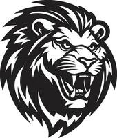 brullen voogd elegant zwart leeuw icoon in vector strak soeverein de majestueus manen van leeuw logo